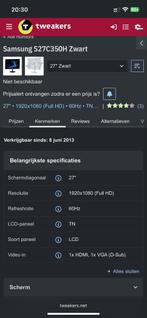 Pc scherm samsung s27c350, Computers en Software, Desktop Pc's, Ophalen of Verzenden, Zo goed als nieuw