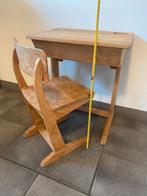 Schoolbankje vintage met stoel, Ophalen, Gebruikt, Tafel(s) en Stoel(en)