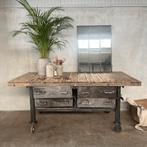 Stalen werkbank, toonbank, keuken, dressoir, vintage, kast, Antiek en Kunst, Ophalen