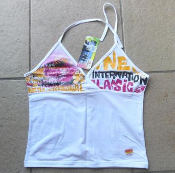 O'Neill top wit geel roze singlet topje maat L NIEUW! beschikbaar voor biedingen