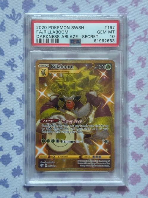 Rillaboom Gold 197 Pokémon SWSH Darkness Ablaze 2020 PSA 10, Hobby en Vrije tijd, Verzamelkaartspellen | Pokémon, Nieuw, Losse kaart