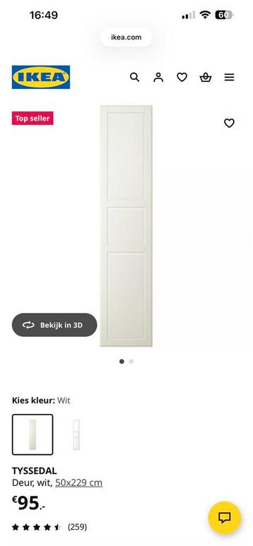 Tyssedal ikea pax deur 50x229 - afbeelding 1