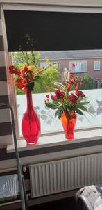 Mooie rode glazen vazen excl bloemen €15,00 p.st., Ophalen, Zo goed als nieuw, Rood, Glas