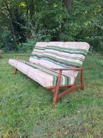 Vintage design bank jaren 50 teak Scandinavisch dutch design, Huis en Inrichting, Banken | Bankstellen, Hout, Gebruikt, Driepersoons