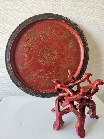 Antiek Chinese puzzel bijzettafel - Ø43cm beschikbaar voor biedingen