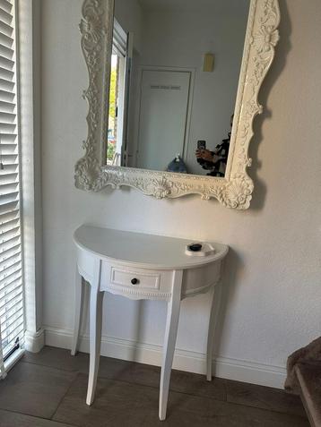 Witte Sidetable met bijpasende spiegel beschikbaar voor biedingen