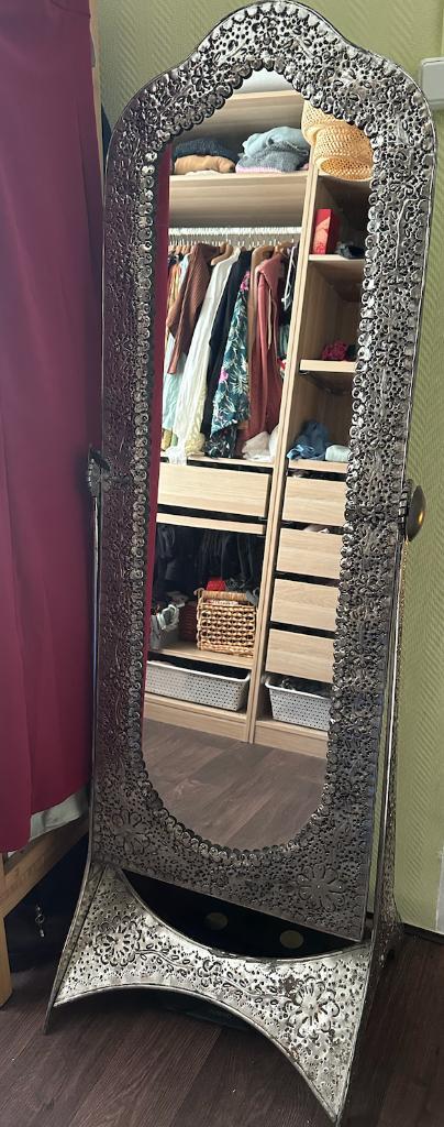 Vintage staande spiegel, Huis en Inrichting, Woonaccessoires | Spiegels, Gebruikt, 50 tot 75 cm, 150 tot 200 cm, Rechthoekig, Ophalen