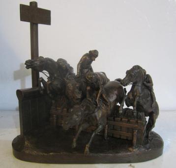 Antiek beeld Monkey Steeplechase apen paardenrace1846 beschikbaar voor biedingen