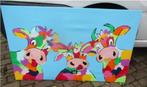 Mooi Modern Geschilderd werk 'Kleurrijke Koetjes' - 115x75, Antiek en Kunst, Ophalen of Verzenden