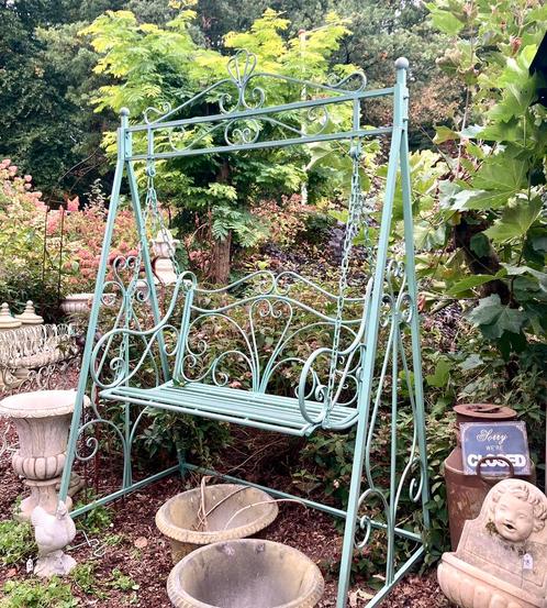 * ijzeren schommelbank gietijzer bank tuinbank smeedijzer, Tuin en Terras, Tuinwanddecoratie, Zo goed als nieuw, Ophalen