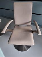 TE KOOP LEDER EETKAMER STOELEN DRAAIBAAR CRÈME/GRIJS/TAUPE, Huis en Inrichting, Bureaustoelen, Grijs, Gebruikt, Ophalen