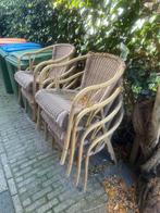 8 terrasstoelen - Rotan look, Ophalen, Gebruikt, Rotan, Stapelbaar