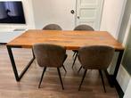 Industriële Eettafel + Velvet Stoelen - Zen & Vissers, Huis en Inrichting, Tafels | Eettafels, Gebruikt, 150 tot 200 cm, Vier personen