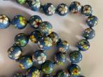 Blauwe vintage cloisonné-kralenketting, Sieraden, Tassen en Uiterlijk, Antieke sieraden, Ophalen of Verzenden, Overige materialen
