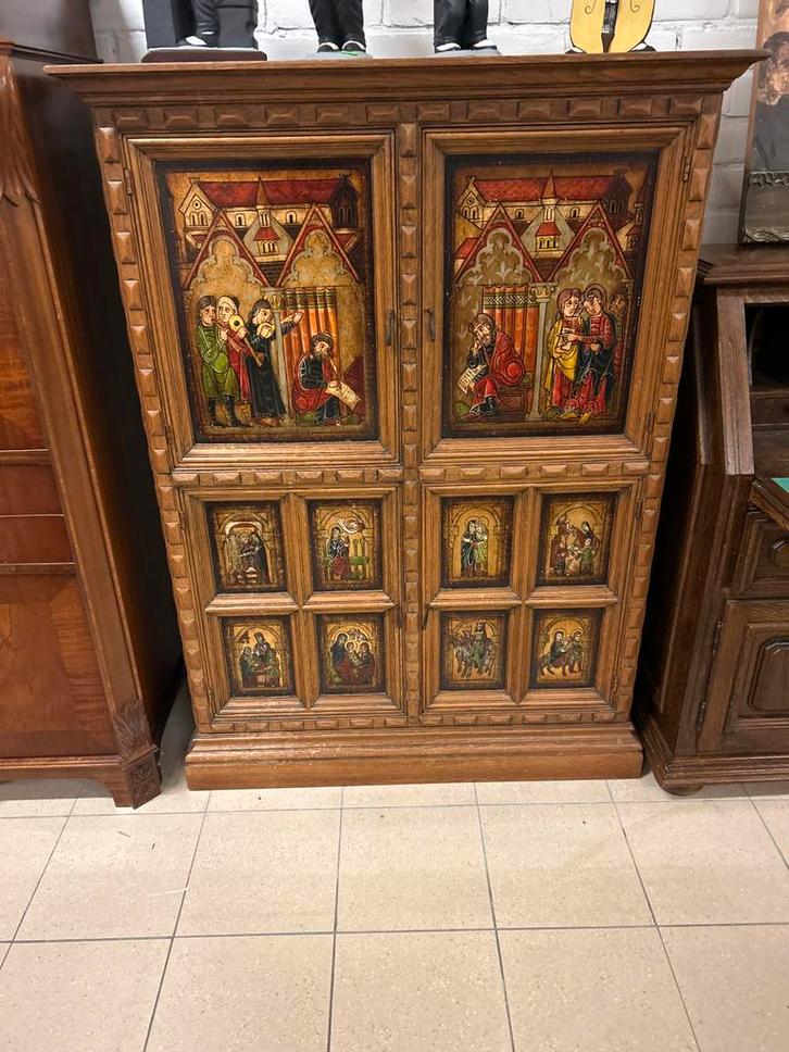 Antieke Kast met Beschildering, Antiek en Kunst, Antiek | Meubels | Kasten, Ophalen
