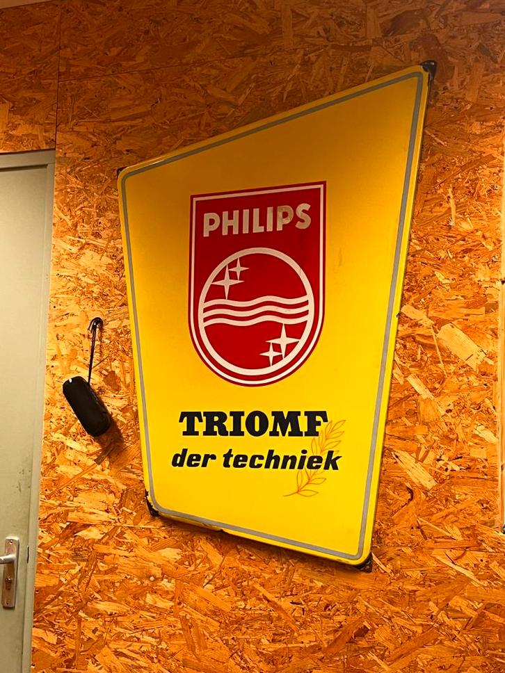 Origineel Philips Emaille Reclamebord Jaren 60, Antiek en Kunst, Antiek | Emaille, Ophalen of Verzenden