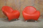 ZGANieuw rode leren Leolux Papageno design fauteuil, Huis en Inrichting, Fauteuils, Leolux, Leolux, Design, Ophalen of Verzenden