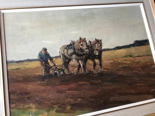 Arnout Van Gilst Schilderij Boer Met Ploegende Paarden A., Antiek en Kunst, Kunst | Schilderijen | Klassiek, Ophalen of Verzenden