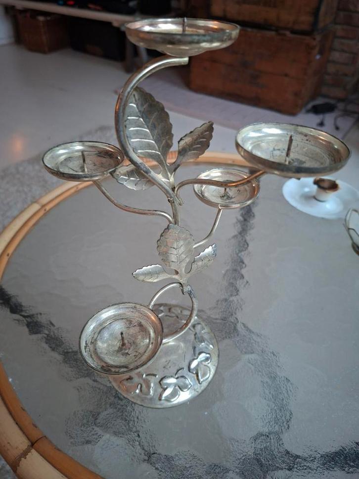 Mid Century Zilveren Kandelaar, Huis en Inrichting, Woonaccessoires | Kandelaars en Kaarsen, Ophalen of Verzenden
