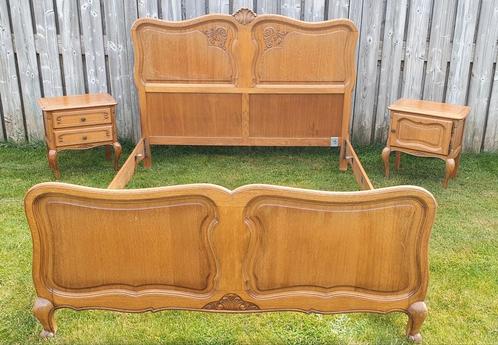 Brocante queen anne tweepersoons bed nachtkastjes, Huis en Inrichting, Slaapkamer | Bedden, Gebruikt, Tweepersoons, 140 cm, 200 cm