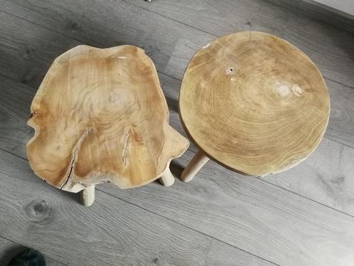 2 x Tafel naturel massief teak FERRE, planten/bijzet/krukje., Huis en Inrichting, Tafels | Salontafels, Nieuw, Teakhout, Ophalen