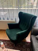 Oorfauteuil in groene veloursstof/ Bank / Leesstoel, Huis en Inrichting, Fauteuils, Ophalen, Gebruikt