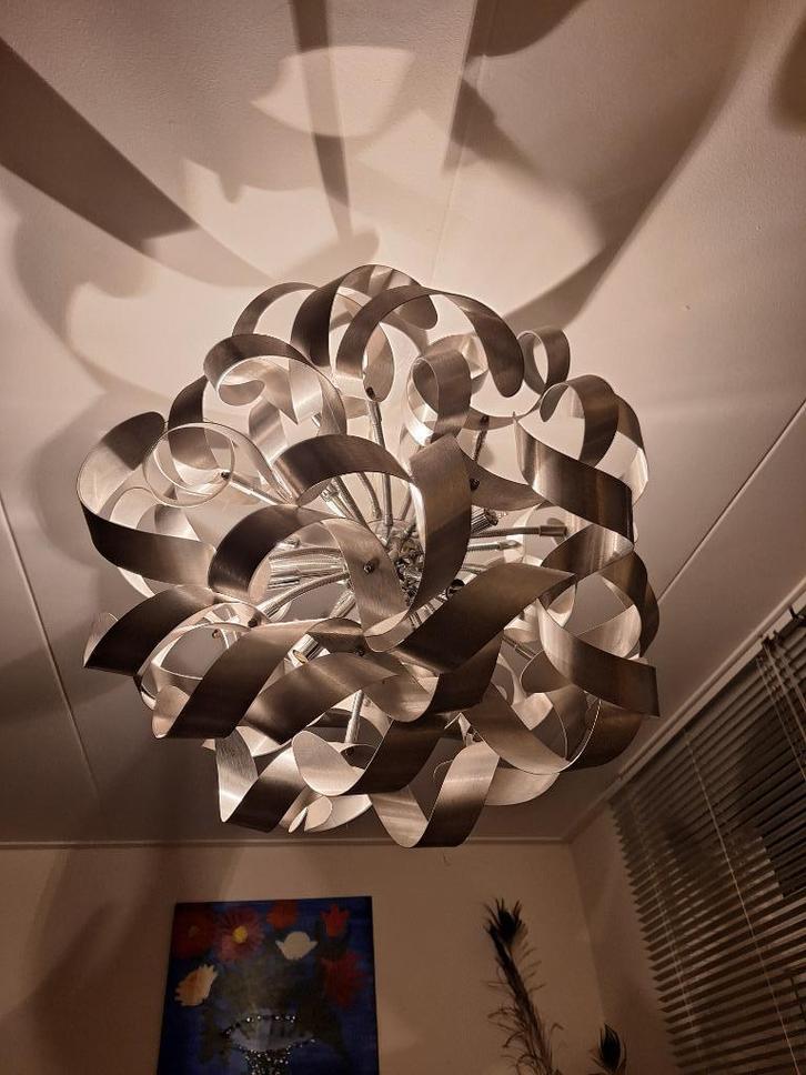 hanglamp bol krul rvs zilver chroom, Huis en Inrichting, Lampen | Hanglampen, Zo goed als nieuw, 50 tot 75 cm, Ophalen