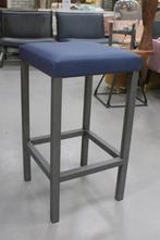 6 vierkante barkrukken barstoel metaal & skai blauw, Huis en Inrichting, Barkrukken, Ophalen, 5 krukken of meer, Met voetsteun