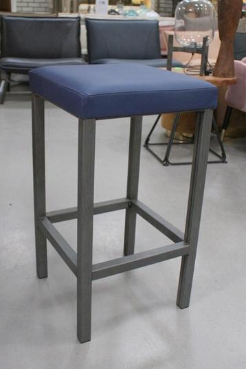 6 vierkante barkrukken barstoel metaal & skai blauw beschikbaar voor biedingen