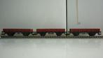 3 Fleischmann H0 lage bakwagons, Gebruikt, Gelijkstroom, Fleischmann, Wagon