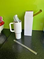 Thermo tumbler wit metaal 1.2 Liter  warm en koud drinken., Ophalen of Verzenden, Nieuw