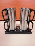 4 dubbelwandige metalen mokken, Huis en Inrichting, Keuken | Servies, Ophalen, Overige materialen, Zo goed als nieuw, Overige stijlen