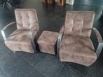 Stijlvolle fauteuils  met voetenbankje, Ophalen, 75 tot 100 cm, 50 tot 75 cm