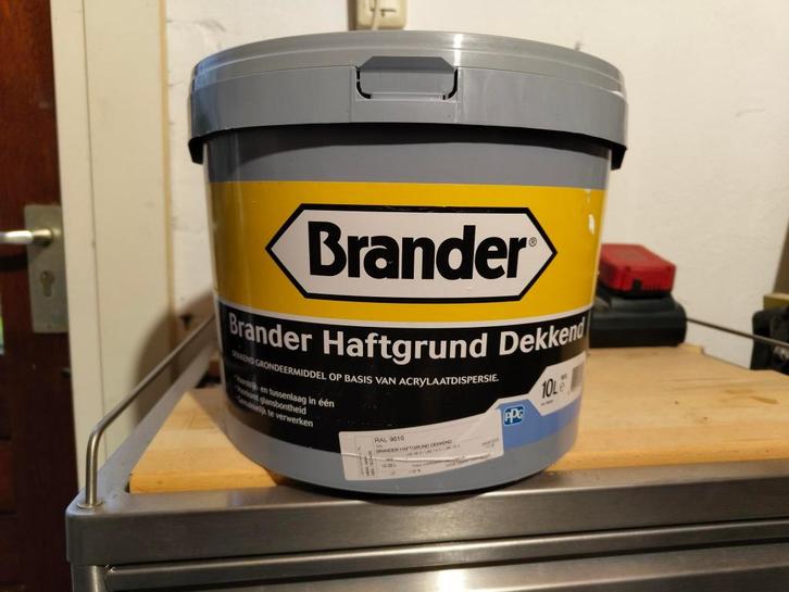 Brander Haftgrund Dekkend grondeermiddel 10 liter RAL 9010, Doe-het-zelf en Verbouw, Verf, Beits en Lak, Nieuw, Verf, 10 tot 15 liter
