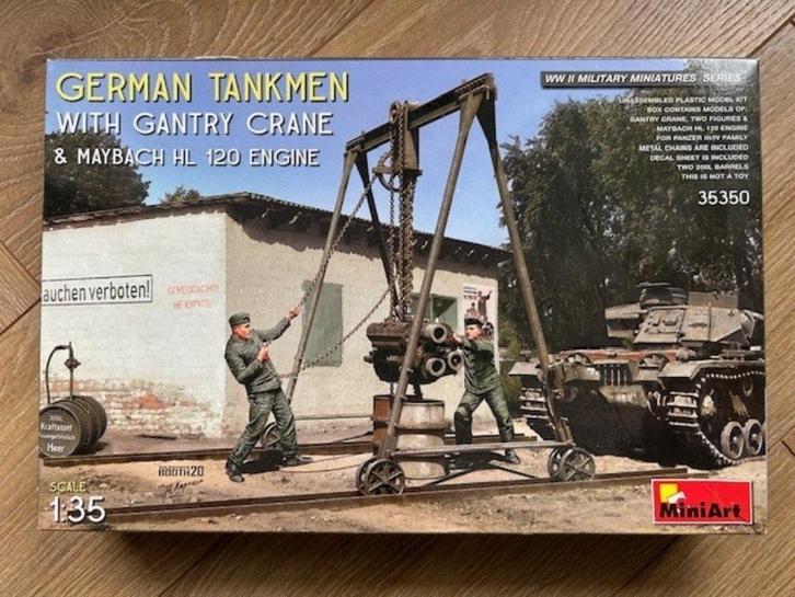 1:35 1/35 MiniArt German Tankmen with Gantry Crane, Hobby en Vrije tijd, Modelbouw | Figuren en Diorama's, Zo goed als nieuw, Diorama