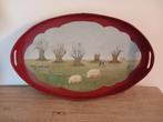 Bijzonder oud  handbeschilderd dienblad Hindeloopen., Ophalen of Verzenden, Gebruikt, Ovaal, Hout