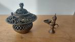Antieke wierookbrander en olielampje, Ophalen of Verzenden, Koper