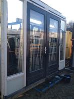 Kozijn met dubbele deuren en zijlichten, Doe-het-zelf en Verbouw, Ophalen of Verzenden, Zo goed als nieuw, Glas, 120 cm of meer