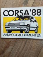 Opel Corsa verkoopargument brochure 1988, Nieuw, Opel, Ophalen of Verzenden, Opel