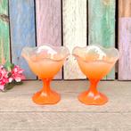 Vintage ijscoupes oranje glas coupes France gekleurd glas, Gebruikt, Overige typen, Ophalen of Verzenden, Glas
