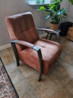 Z.g.a.n. Suède Lederen Fauteuil cognac kleur, Huis en Inrichting, Fauteuils, Ophalen, Metaal, 75 tot 100 cm, Zo goed als nieuw