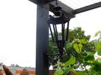 Nostalgische buitenlamp, zwart - aluminium, decoratieve arm, Ophalen of Verzenden