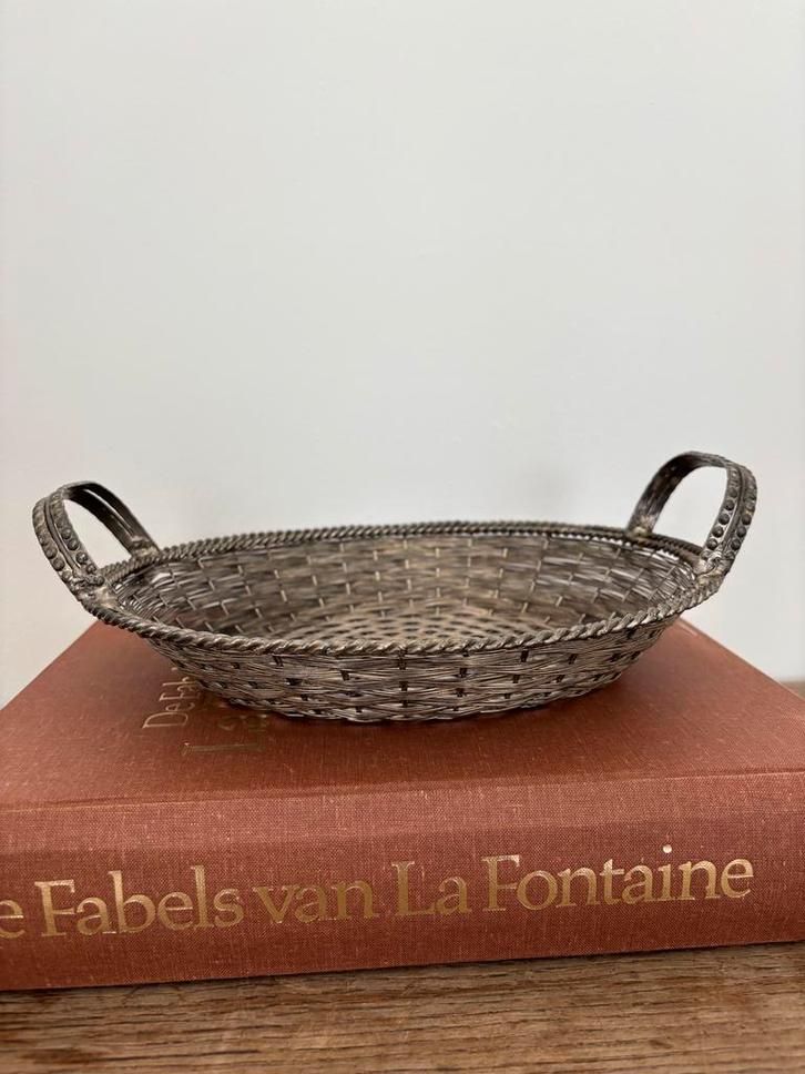 Prachtige Franse verzilverde brood mand, Antiek en Kunst, Antiek | Goud en Zilver, Zilver, Ophalen of Verzenden