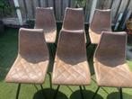6 stuks eethoekstoelen leder look, Huis en Inrichting, Ophalen, Overige materialen, Bruin, Zo goed als nieuw