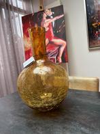 Nieuw Pols Potten grote glazen vaas mosterdgeel/bruingeel, Ophalen, 50 tot 75 cm, Geel, Nieuw