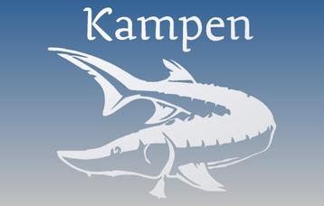 Kampersteur Sticker gebogen met tekst Wit beschikbaar voor biedingen