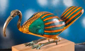 Ibis. Egypte.  Keramiek/messing.  Ca 1960. 27 cm. Handpaint beschikbaar voor biedingen