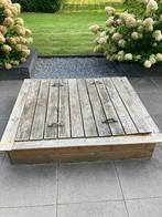 Houten zandbak incl zand en worteldoek, Ophalen, Gebruikt