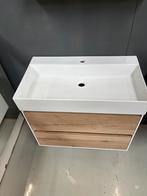 HR Badmeubel 80cm - Natuur eiken- keramische wastafel, Nieuw, Minder dan 100 cm, Wastafelkast, 25 tot 50 cm