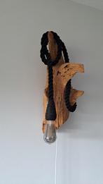 Unieke Wandlamp van Hout en Touw boomstamlamp, Huis en Inrichting, Lampen | Wandlampen, Ophalen, Zo goed als nieuw, Hout, Rustiek